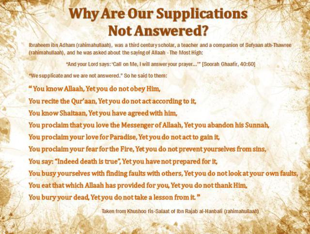 Why our Du'as are not answered