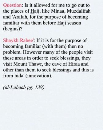 Visiting the places of Hajj outside of it's time - Shaykh Rabee' al-Madkhalee